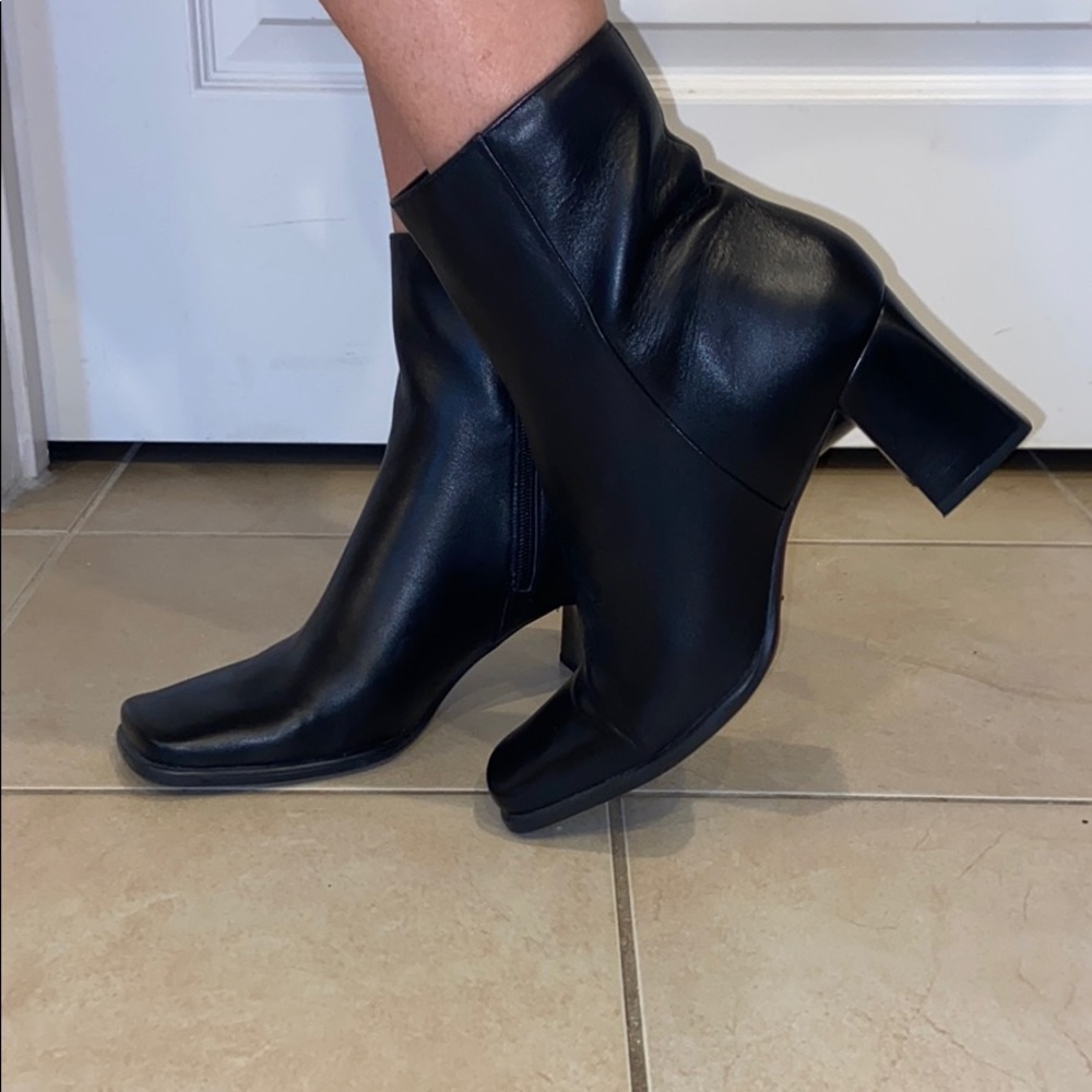 Black pure leather boots